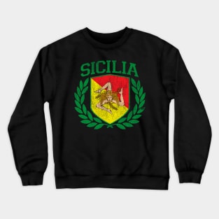 Sicilia Flag And Shield With Trinacria - Sicily Crewneck Sweatshirt